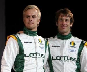 пазл Ярно Трулли и Хейкки Ковалайнен, команда Lotus драйверов Racing